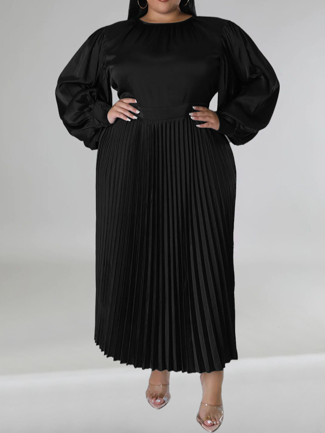 Pressed Pleated Crewneck Dress HWULYU3DY3