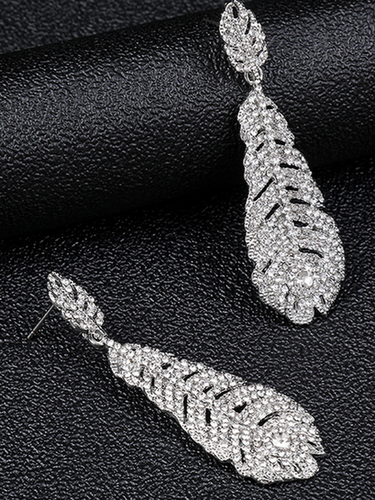 Feather Shape Necklace Earring Set HN7297YNSH