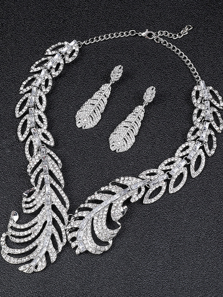 Feather Shape Necklace Earring Set HN7297YNSH