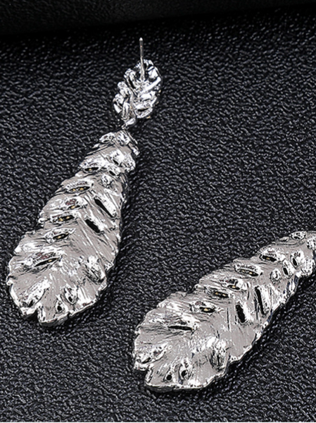 Feather Shape Necklace Earring Set HN7297YNSH