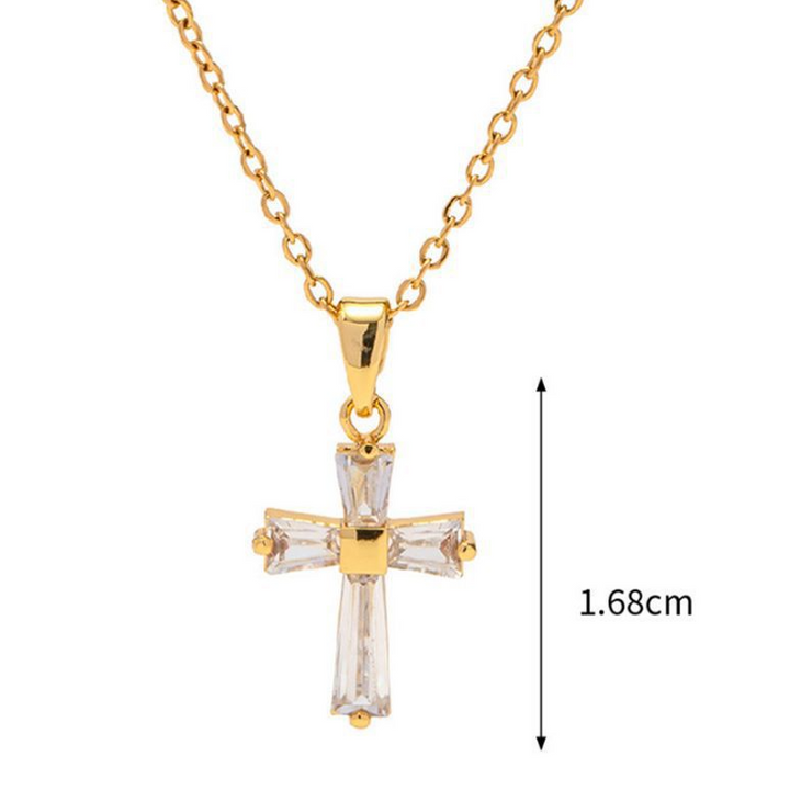 White Zircon Cross Pendant Necklace HWER98K3KF